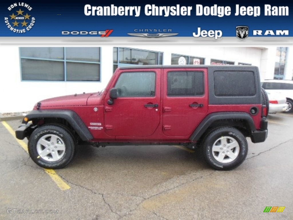 2013 Wrangler Unlimited Sport S 4x4 - Deep Cherry Red Crystal Pearl / Black photo #1