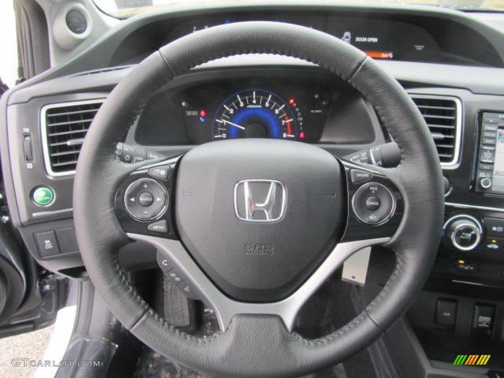 2013 Honda Civic EX-L Sedan Black Steering Wheel Photo #77578743
