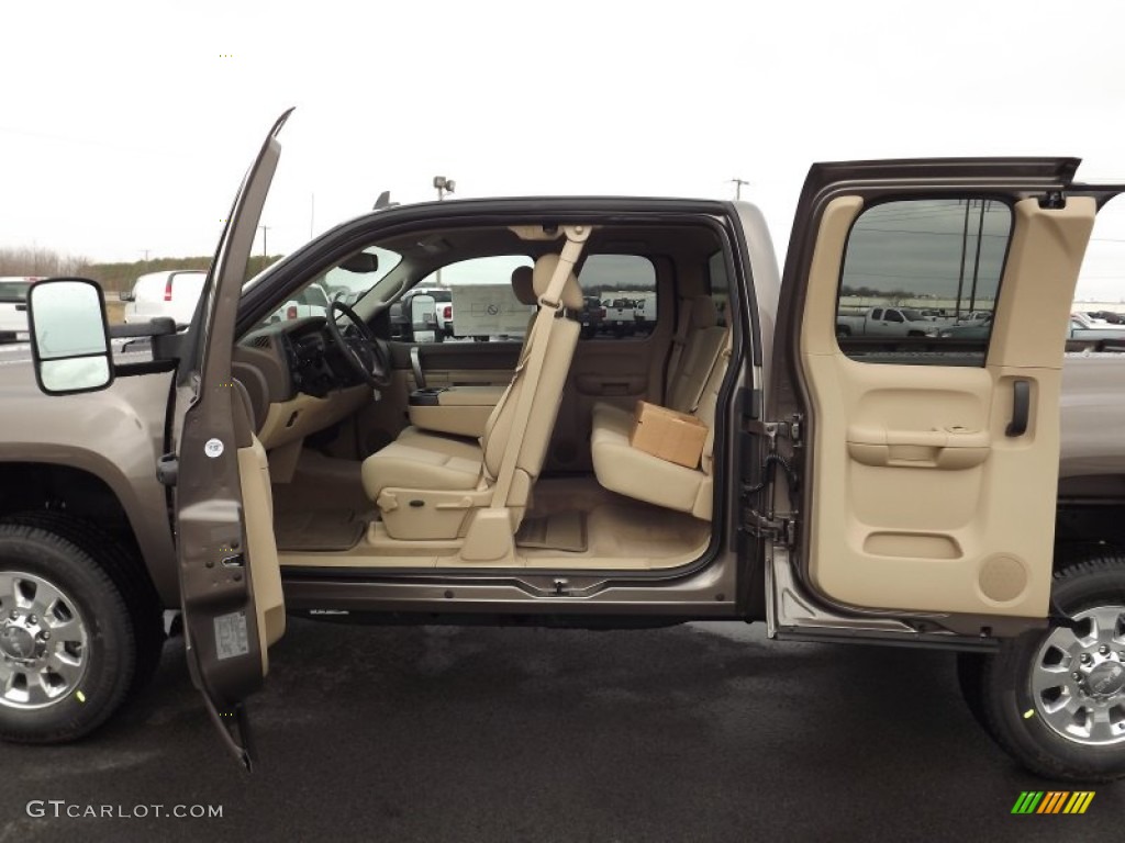 Very Dark Cashmere/Light Cashmere Interior 2013 GMC Sierra 2500HD SLE Extended Cab 4x4 Photo #77580744