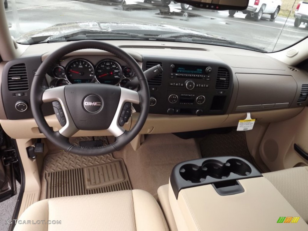 Very Dark Cashmere/Light Cashmere Interior 2013 GMC Sierra 2500HD SLE Extended Cab 4x4 Photo #77580762