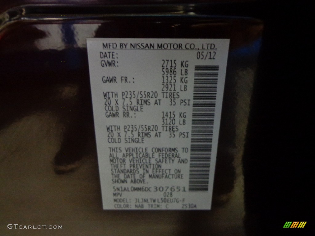 2013 JX Color Code NAB for Midnight Garnet Photo #77586051