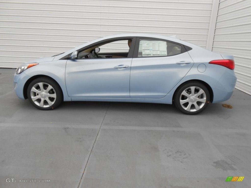 2013 Elantra Limited - Blue Sky Metallic / Beige photo #8
