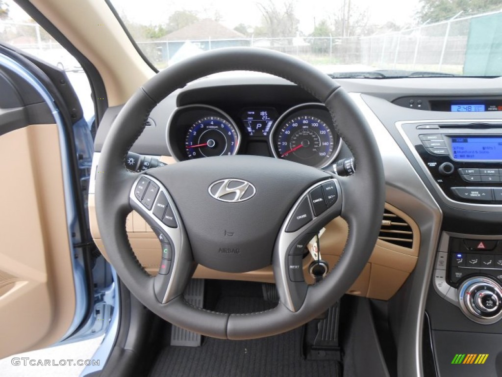 2013 Elantra Limited - Blue Sky Metallic / Beige photo #33
