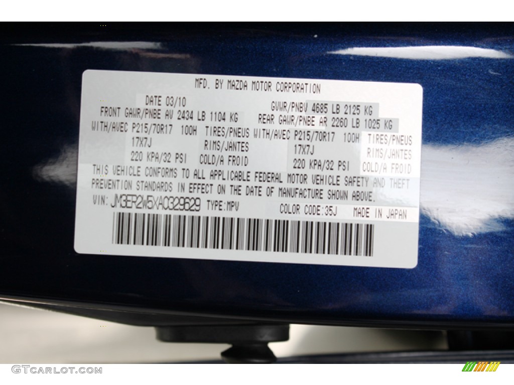 2010 Mazda CX-7 i SV Color Code Photos
