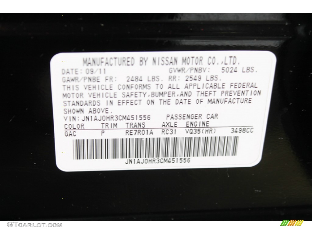 2012 EX Color Code GAC for Malbec Black Photo #77590556