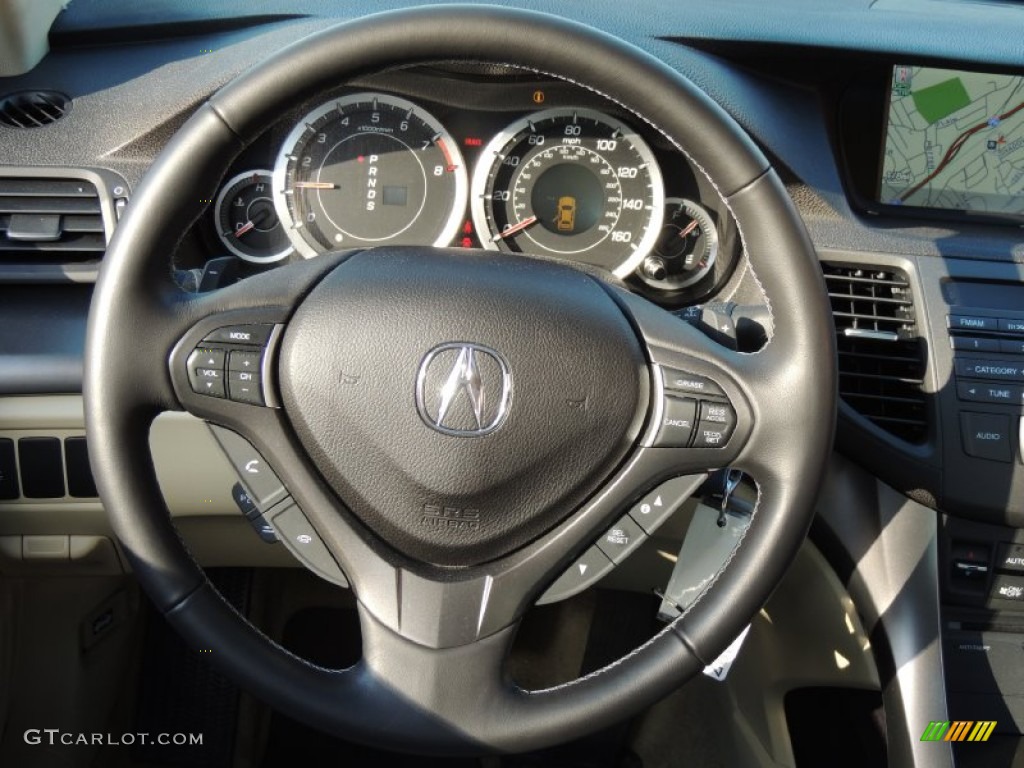 2013 Acura TSX Technology Parchment Steering Wheel Photo #77592075