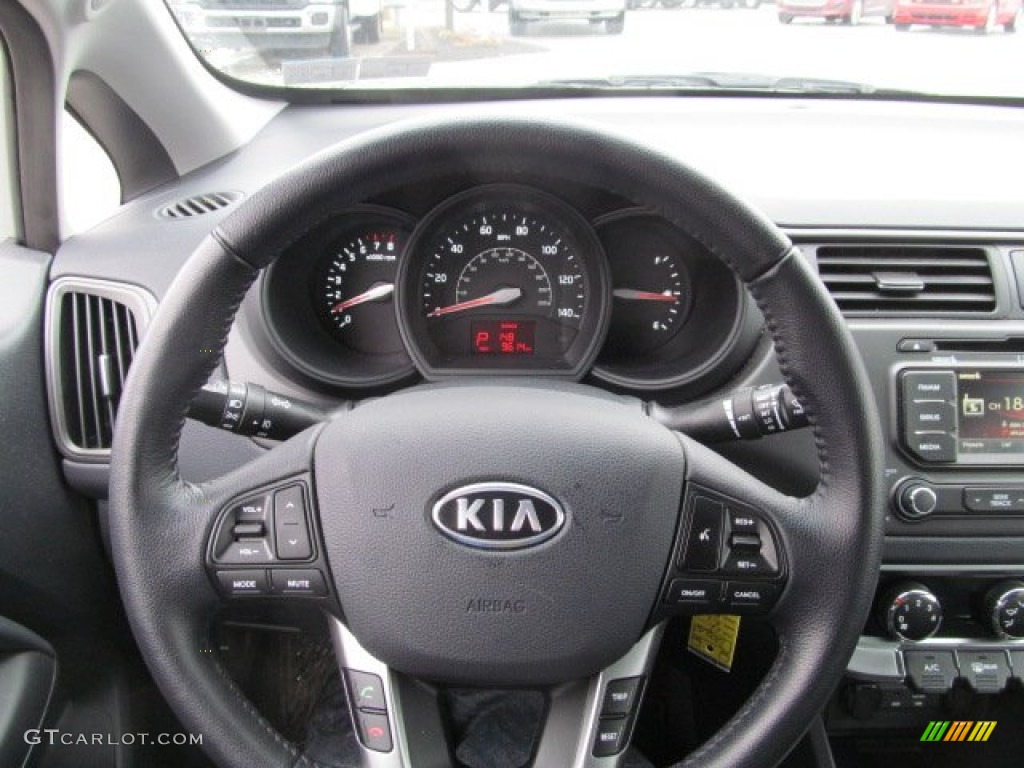 2012 Kia Rio EX Black Steering Wheel Photo #77593590
