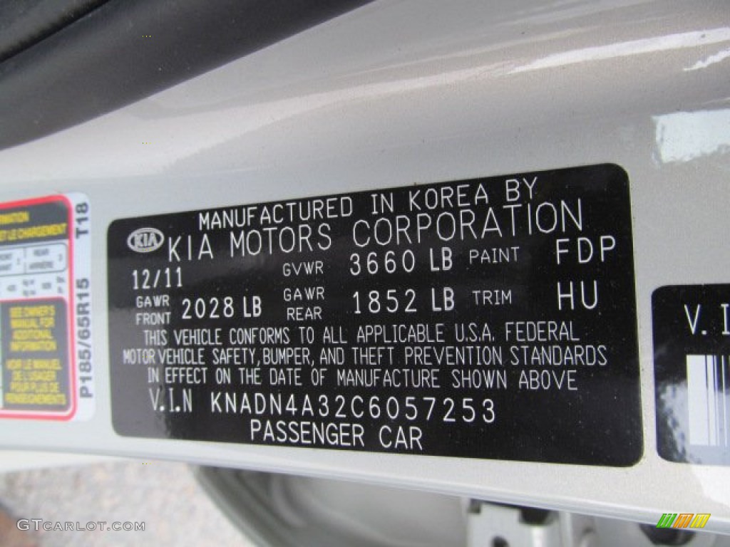 2012 Kia Rio EX Color Code Photos