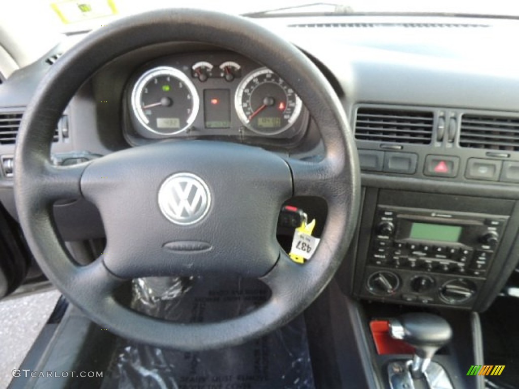 2004 Volkswagen Jetta GLS Sedan Black Steering Wheel Photo #77594105