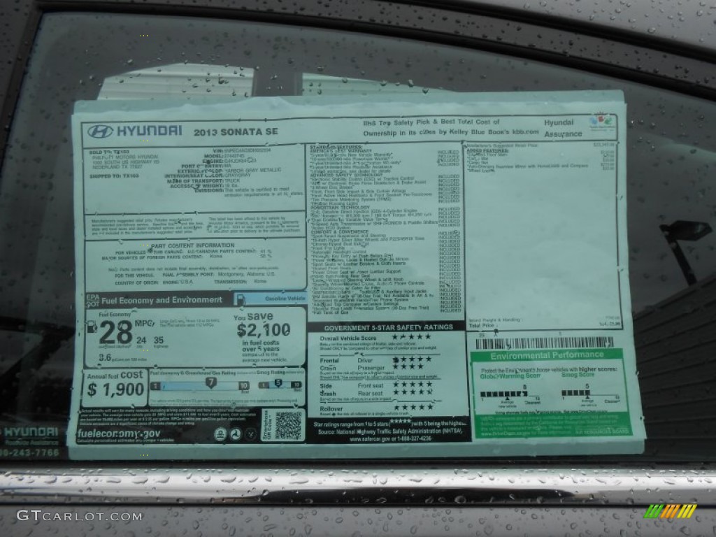 2013 Hyundai Sonata SE Window Sticker Photo #77594243