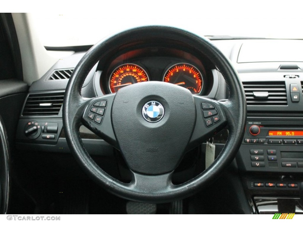 2007 BMW X3 3.0si Black Steering Wheel Photo #77596326