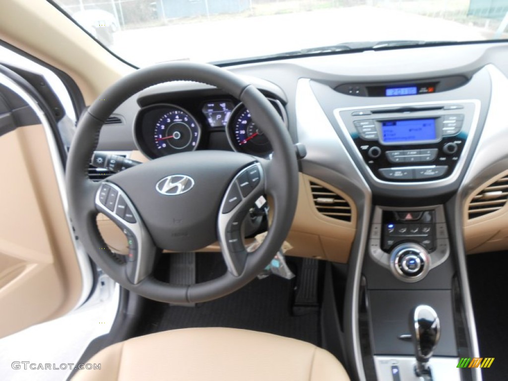 2013 Elantra Limited - Shimmering White / Beige photo #27