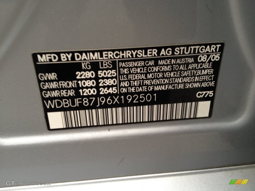 2006 Mercedes-Benz E 350 4Matic Sedan Color Code Photos