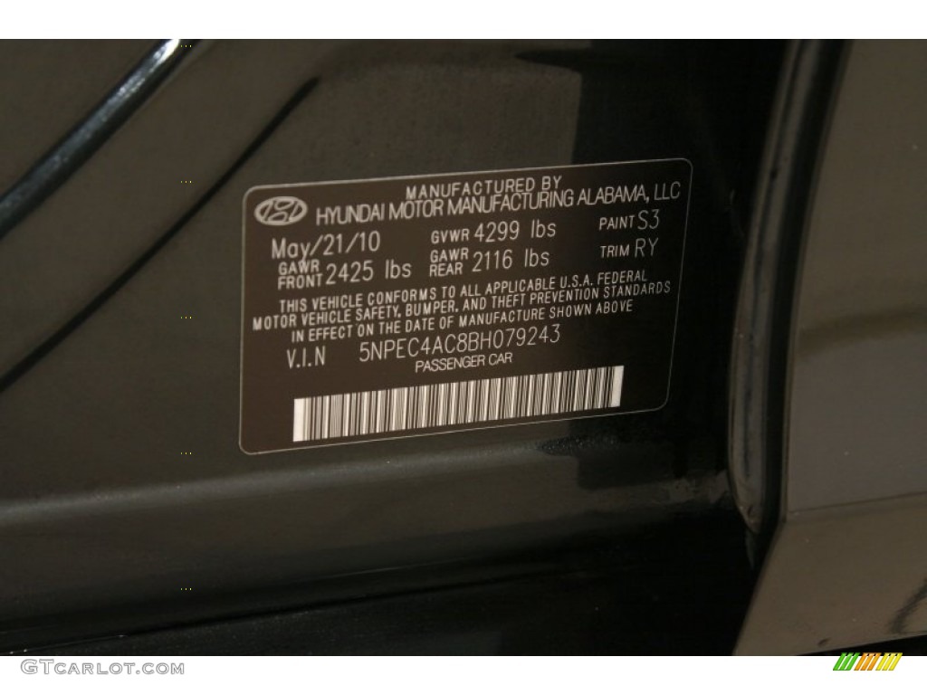 2011 Sonata SE - Midnight Black / Black photo #18