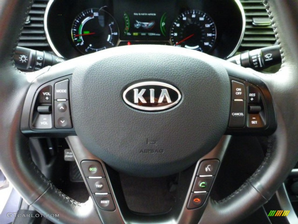 2011 Kia Optima Hybrid Black Steering Wheel Photo #77606149