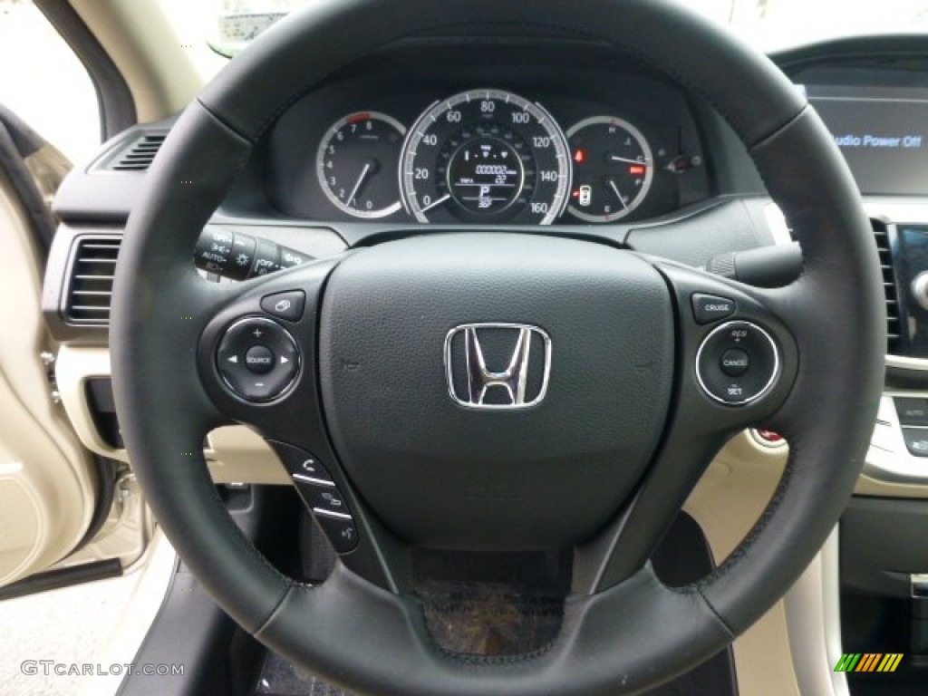 2013 Honda Accord EX-L Sedan Ivory Steering Wheel Photo #77607045