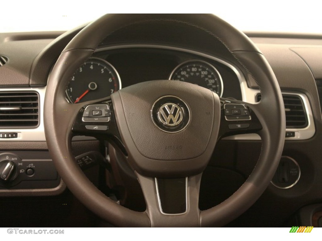 2012 Volkswagen Touareg VR6 FSI Lux 4XMotion Saddle Brown Steering Wheel Photo #77607183