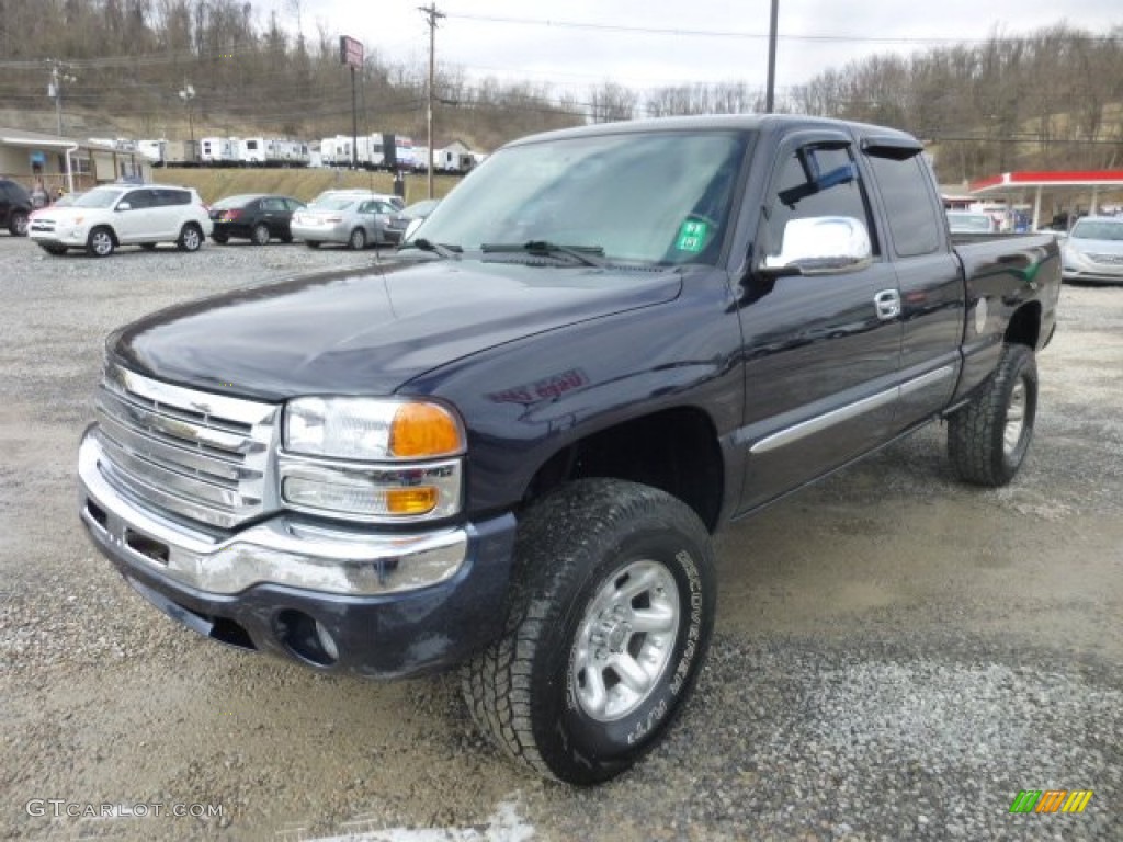 2005 Sierra 1500 SLE Extended Cab 4x4 - Deep Blue Metallic / Dark Pewter photo #3