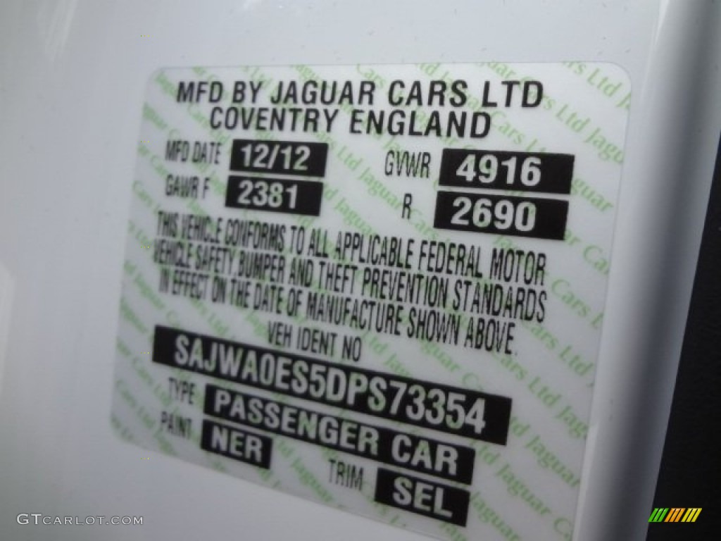 2013 XF Color Code NER for Polaris White Photo #77610660