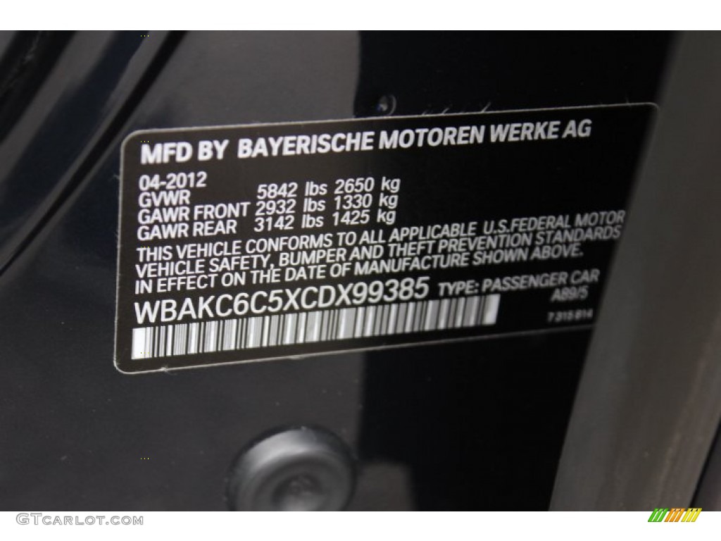 2012 BMW 7 Series 750i xDrive Sedan Color Code Photos