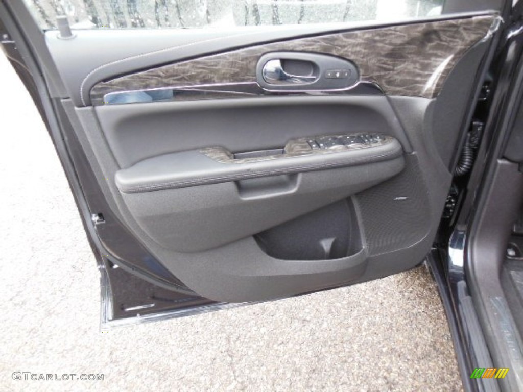 2013 Buick Enclave Premium AWD Ebony Leather Door Panel Photo #77613626