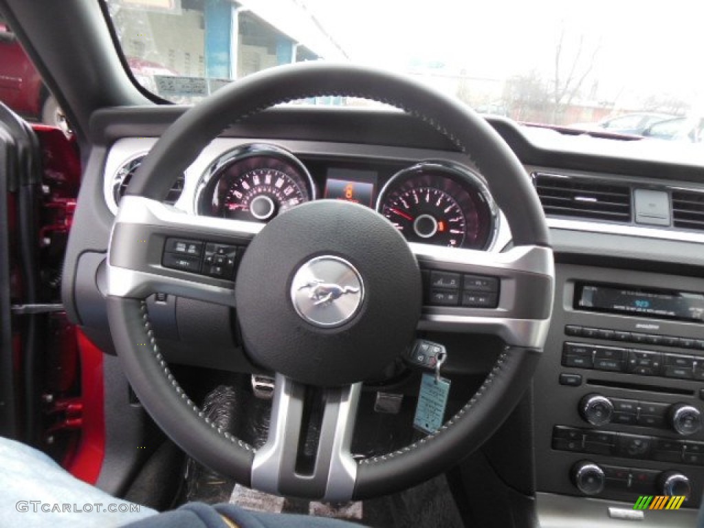 2014 Ford Mustang GT Premium Coupe Charcoal Black Steering Wheel Photo #77616296