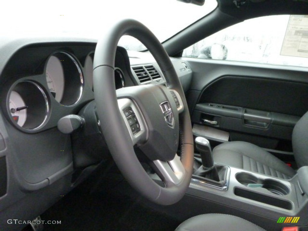 2013 Dodge Challenger R/T Plus Blacktop Dark Slate Gray Steering Wheel Photo #77623376