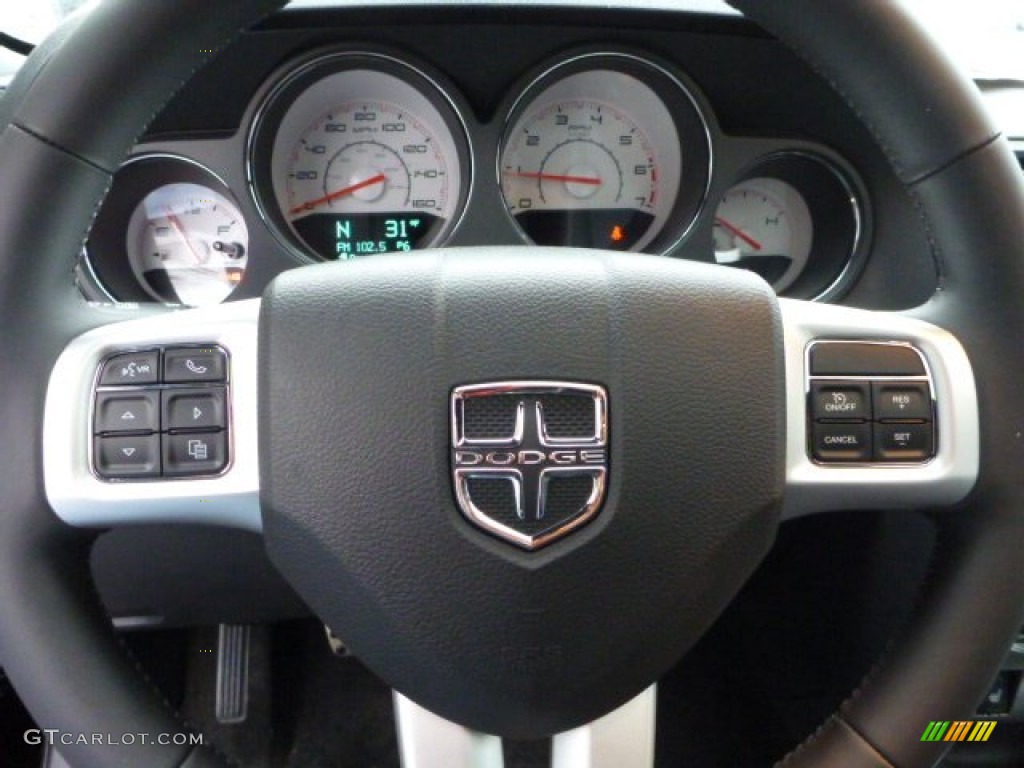 2013 Dodge Challenger R/T Plus Blacktop Dark Slate Gray Steering Wheel Photo #77623430
