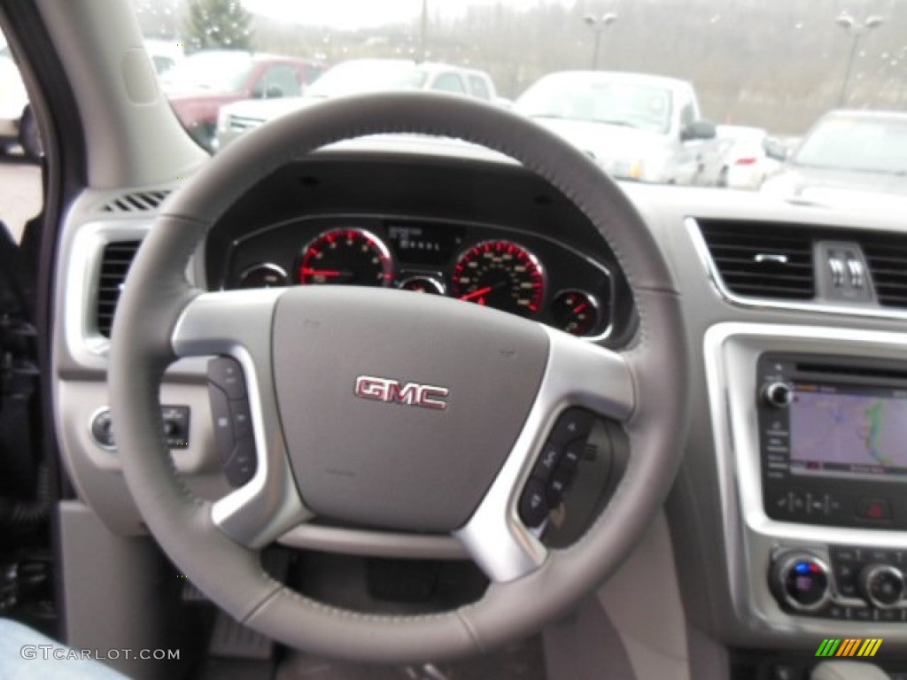 2013 GMC Acadia SLT AWD Light Titanium Steering Wheel Photo #77629554