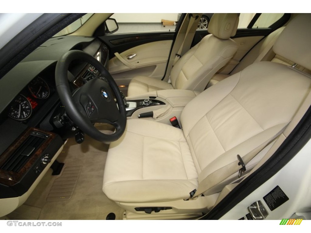Cream Beige Interior 2010 BMW 5 Series 528i Sedan Photo #77631175