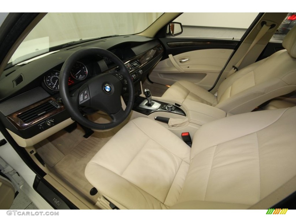 Cream Beige Interior 2010 BMW 5 Series 528i Sedan Photo #77631325