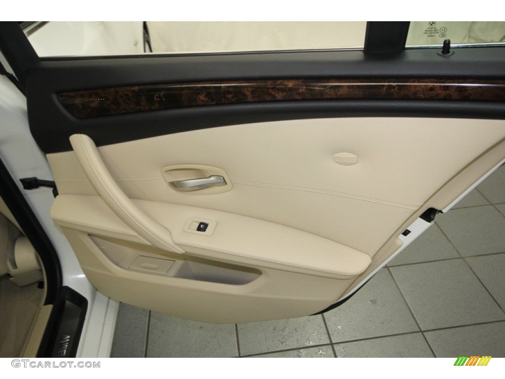 2010 BMW 5 Series 528i Sedan Cream Beige Door Panel Photo #77631722