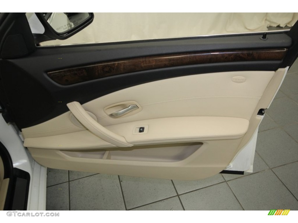 2010 BMW 5 Series 528i Sedan Cream Beige Door Panel Photo #77631784