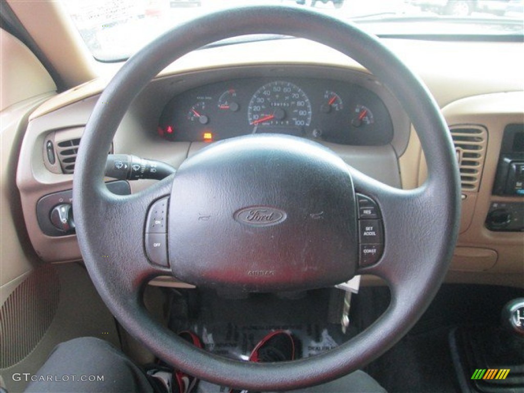 1998 Ford F150 XLT SuperCab Medium Prairie Tan Steering Wheel Photo #77633077