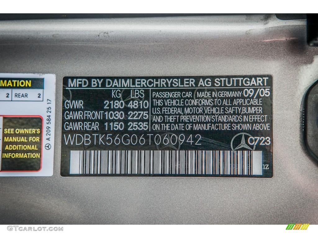 2006 Mercedes-Benz CLK 350 Cabriolet Color Code Photos