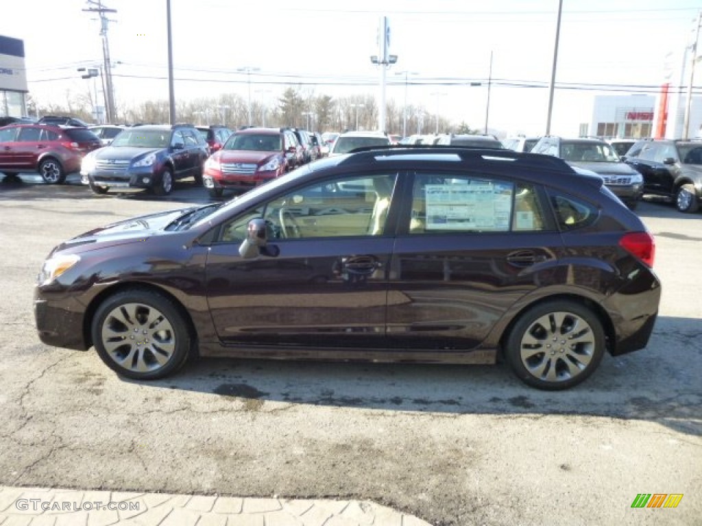 2013 Impreza 2.0i Sport Premium 5 Door - Deep Cherry Red Pearl / Ivory photo #4