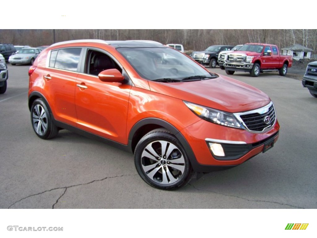 Techno Orange 2011 Kia Sportage EX AWD Exterior Photo #77636202