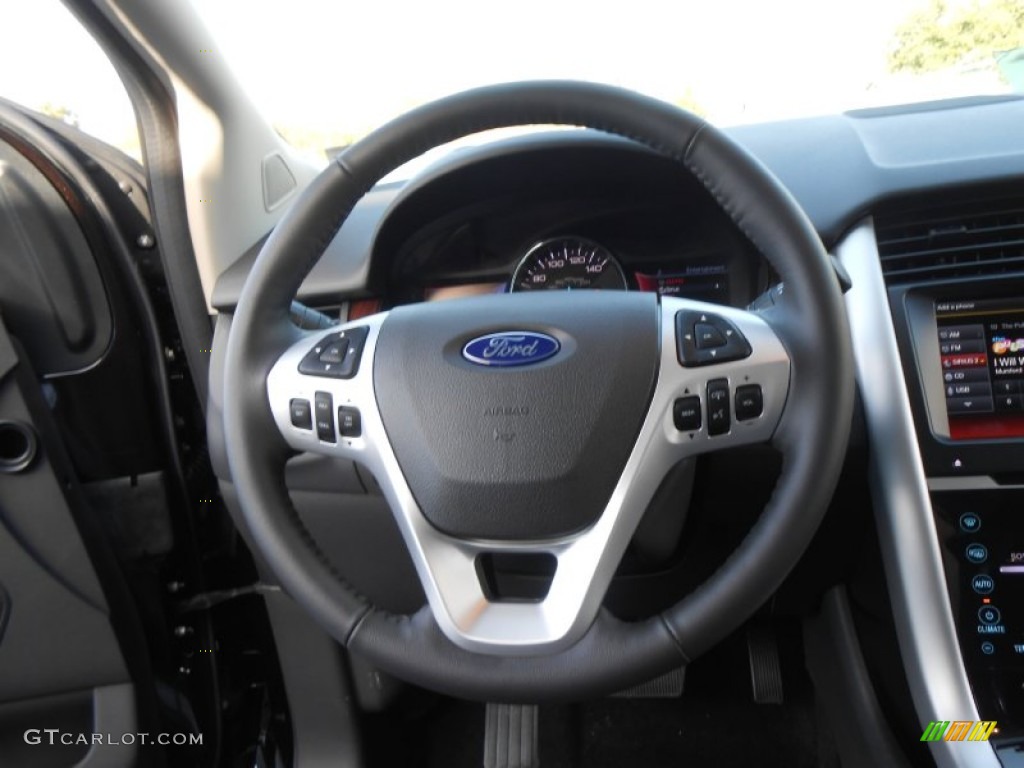 2013 Ford Edge Limited Charcoal Black Steering Wheel Photo #77638161