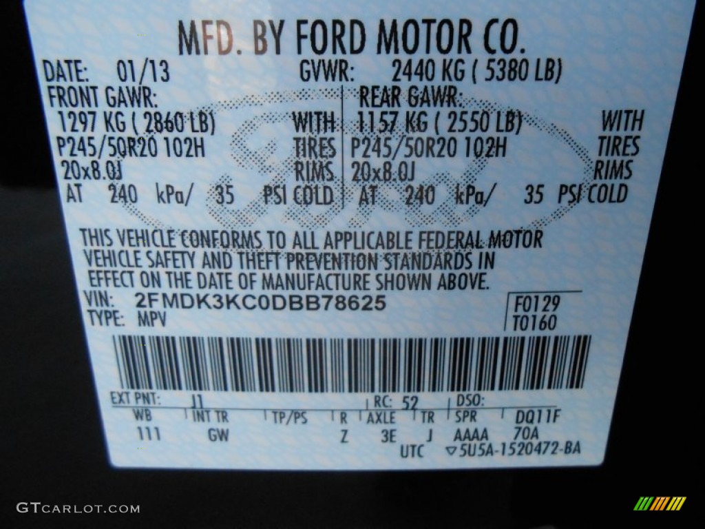 2013 Ford Edge Limited Color Code Photos