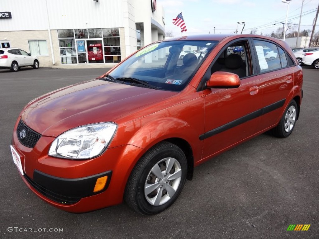 Sunset Orange 2009 Kia Rio Rio5 LX Hatchback Exterior Photo #77640181