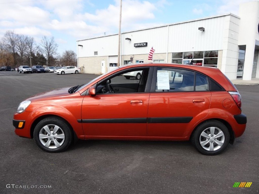 Sunset Orange 2009 Kia Rio Rio5 LX Hatchback Exterior Photo #77640363