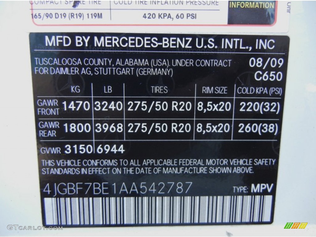 2010 GL Color Code 650 for Arctic White Photo #77640543