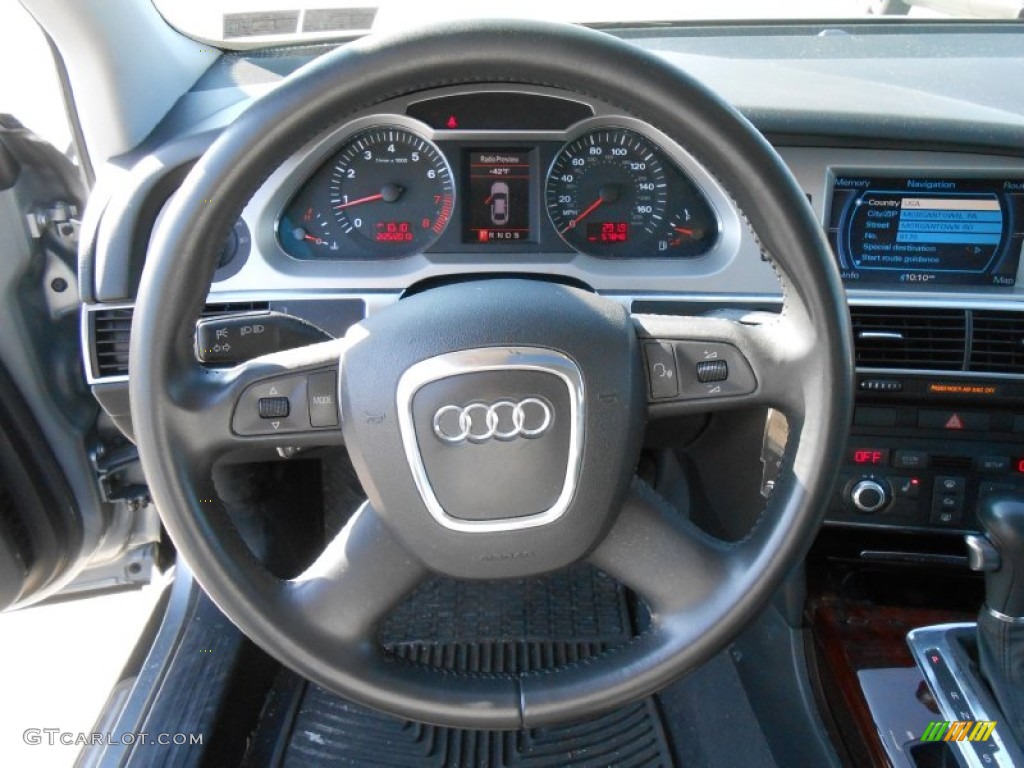2008 Audi A6 3.2 quattro Sedan Black Steering Wheel Photo #77641380