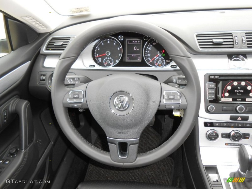 2013 Volkswagen CC R-Line Black Steering Wheel Photo #77641887