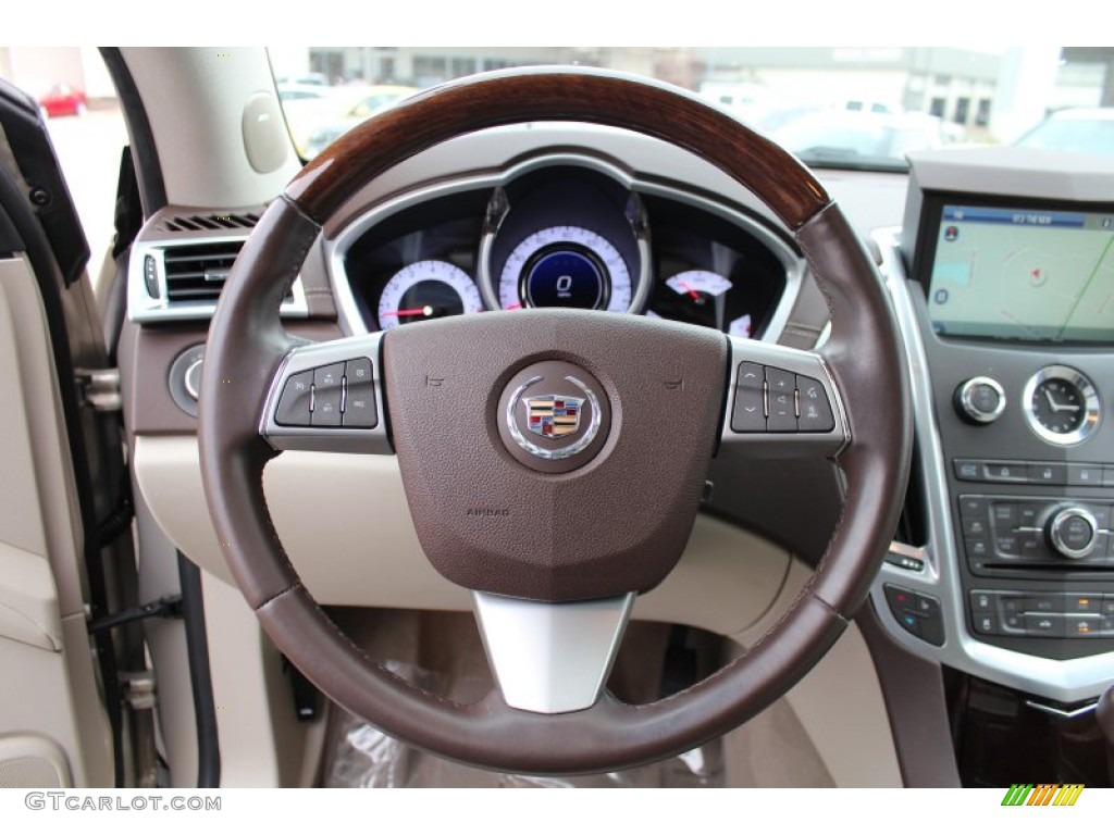 2010 Cadillac SRX V6 Shale/Brownstone Steering Wheel Photo #77642049