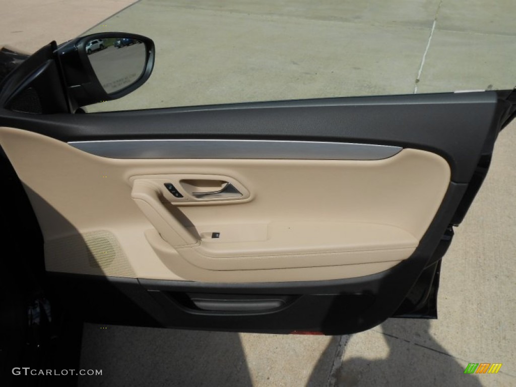 2013 Volkswagen CC Lux Desert Beige/Black Door Panel Photo #77642394