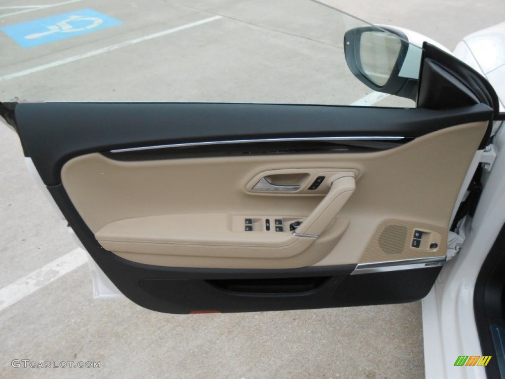 2013 Volkswagen CC VR6 4Motion Executive Desert Beige/Black Door Panel Photo #77643480