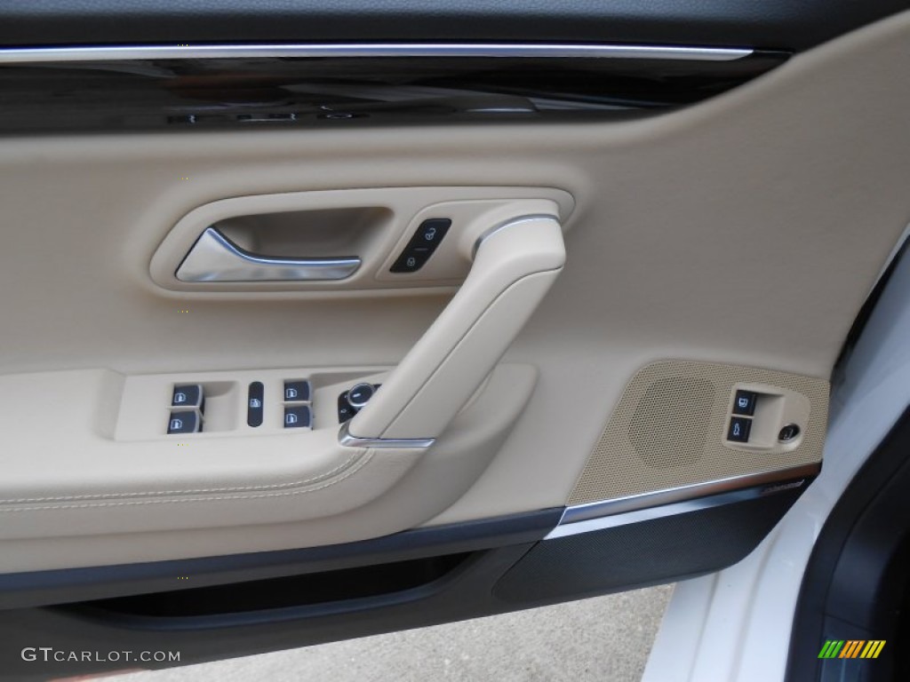 2013 Volkswagen CC VR6 4Motion Executive Desert Beige/Black Door Panel Photo #77643798
