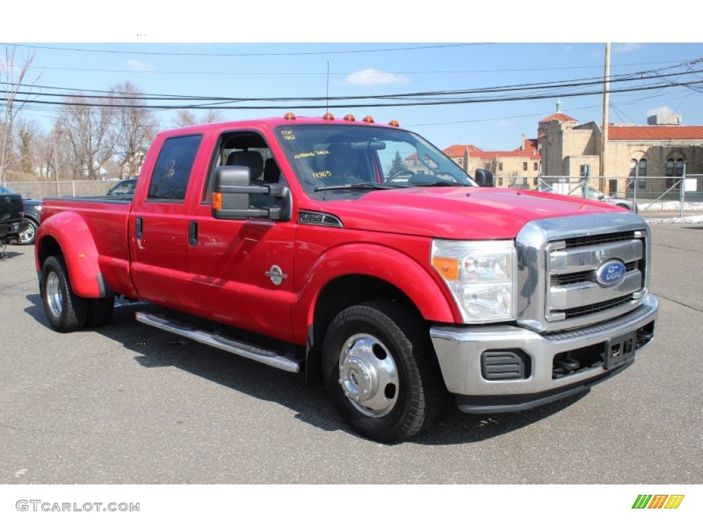 Vermillion Red 2012 Ford F350 Super Duty XLT Crew Cab 4x4 Dually Exterior Photo #77644081