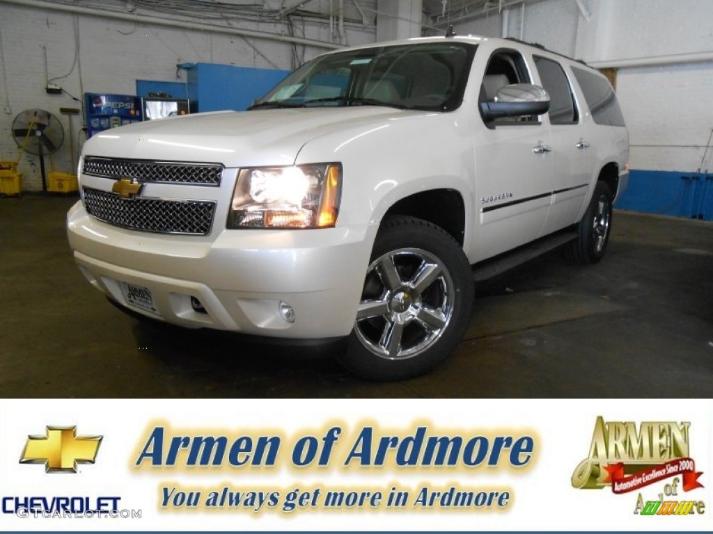 2013 Suburban LTZ 4x4 - White Diamond Tricoat / Light Cashmere/Dark Cashmere photo #1